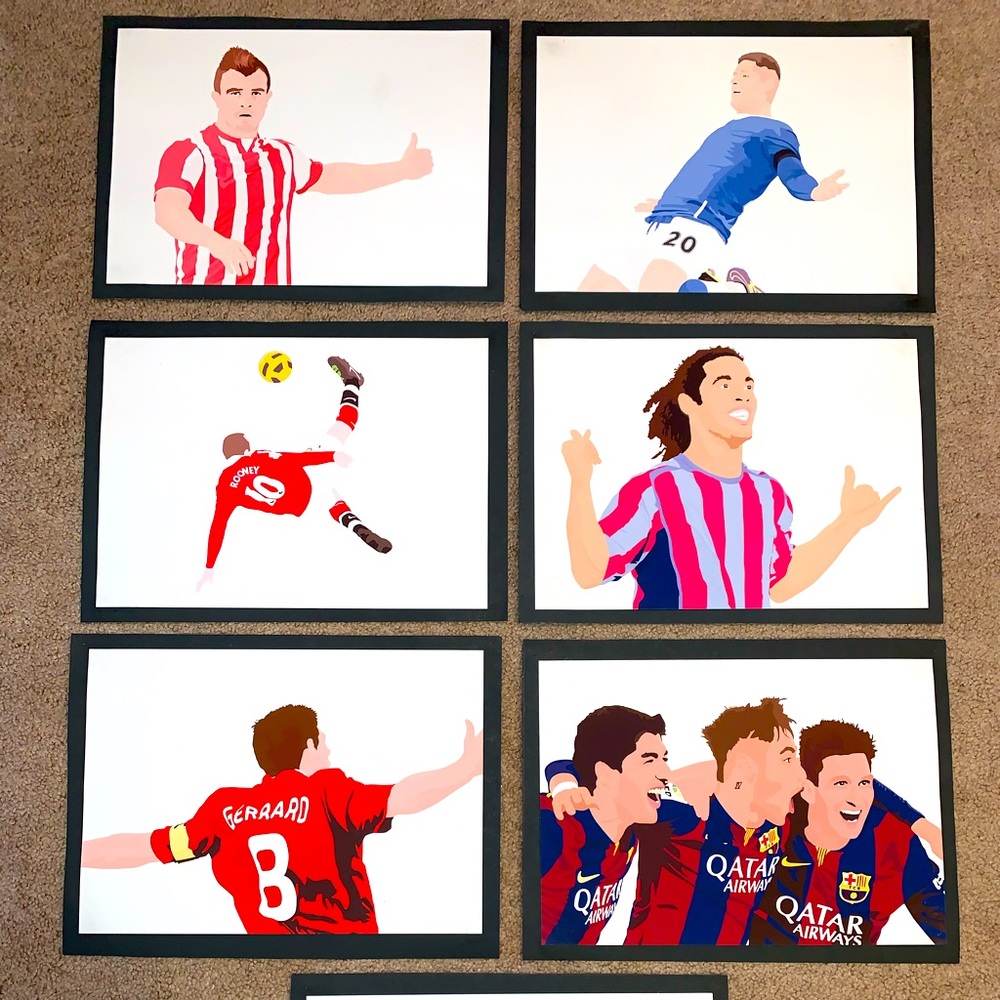 Decorative Watercolor Football Soccer Artwork Print